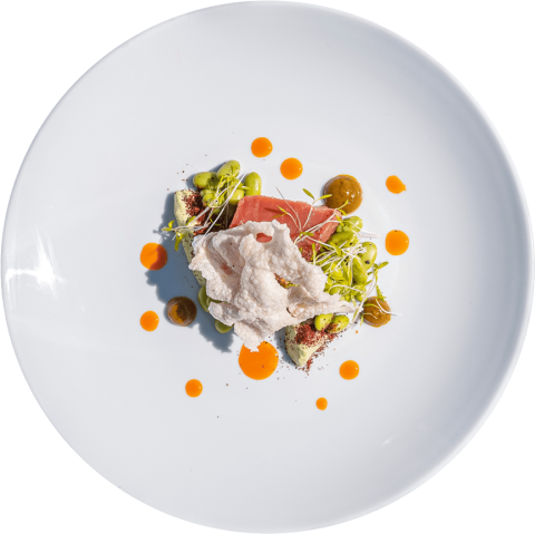 assiette verte orange